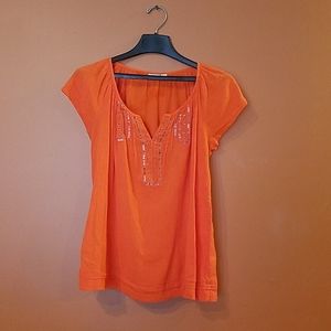 Bright orange mesh blouse